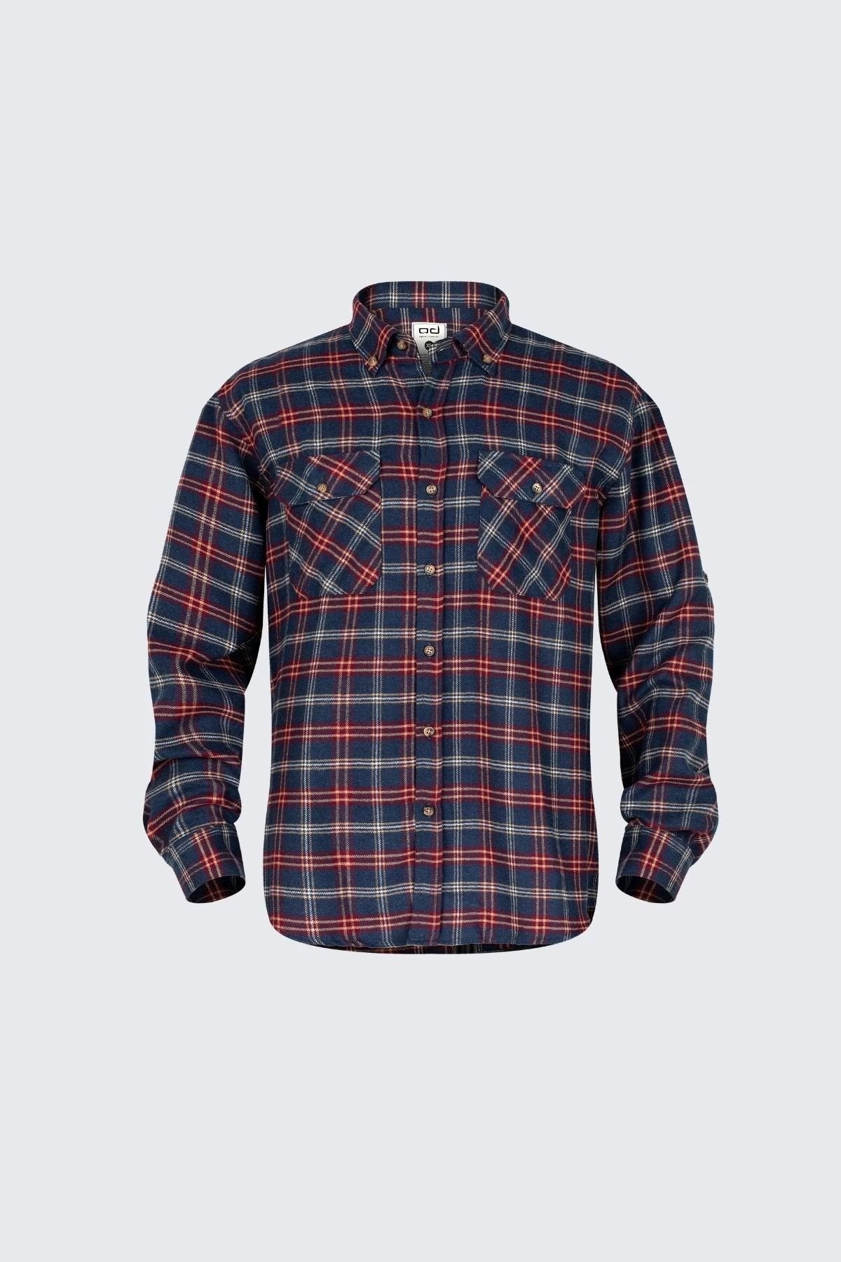 OD WNTR Flannel Oduncu Gömleği Yumuşak Tuşe Ekose Kırmızı Lacivert